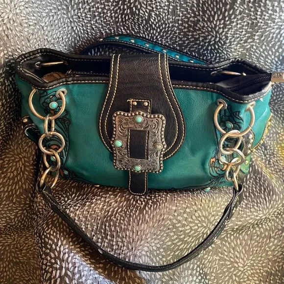 MONTANA WEST Turquoise Leather Purse - Picture 4 of 7